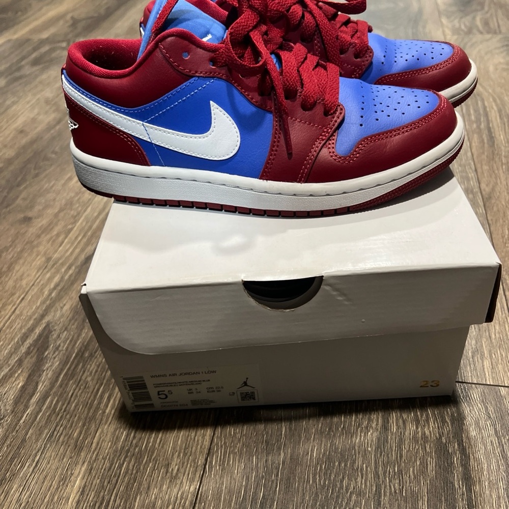 Nike Air Jordan 1 Low Shoes Pomegranate Blue DC0774-604 Women's Size 5.5